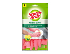Scotch-Brite Lemon Scented Kitchen Gloves, extra long cuffs for mess-free hands , better grip, inner lining for Sweat absorption (Large, 1 pair)