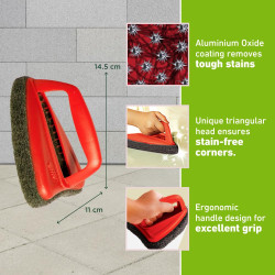 Scotch-Brite Bathroom Tile Scrubber Brush- Cleans Tiles, hard to reach corners, Floors, Tough stain removal, Ergonomic handle for excellent grip, Triangular Head for easy cleaning (Pack of 1)
