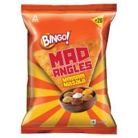 Bingo! Mad Angles Mmmmm Masala – Masala Flavoured Corn-Based Triangle Chips Pack for Snacks - 66g