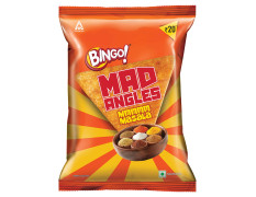 Bingo! Mad Angles Mmmmm Masala – Masala Flavoured Corn-Based Triangle Chips Pack for Snacks - 66g
