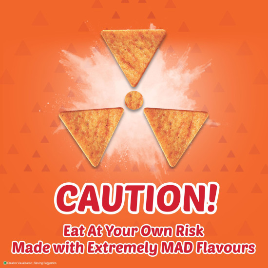 Bingo! Mad Angles Mmmmm Masala – Masala Flavoured Corn-Based Triangle Chips Pack for Snacks - 66g