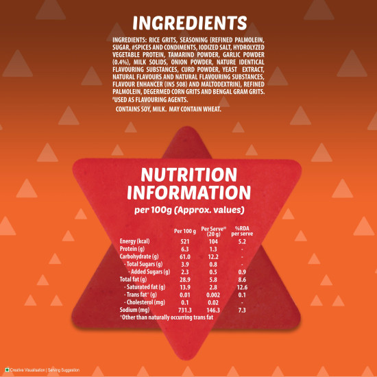 Bingo! Mad Angles Mmmmm Masala – Masala Flavoured Corn-Based Triangle Chips Pack for Snacks - 66g