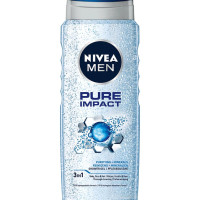 NIVEA MEN Pure Impact 500ml Body Wash| Shower Gel for Face, Body & Hair| Purifying Micro Particles for Extra Fine Scrub & Instant Summer Freshness|Clean, Healthy & Moisturized Skin