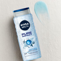 NIVEA MEN Pure Impact 500ml Body Wash| Shower Gel for Face, Body & Hair| Purifying Micro Particles for Extra Fine Scrub & Instant Summer Freshness|Clean, Healthy & Moisturized Skin