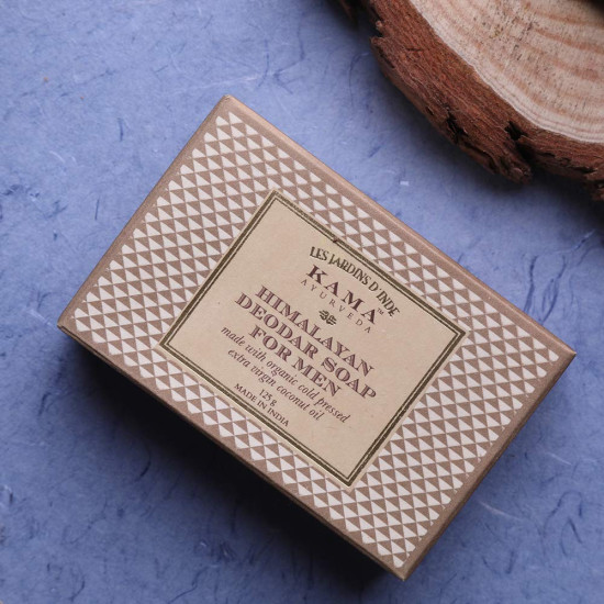 Kama Ayurveda Himalayan Deodar Soap for Men with Organic Cold Pressed Extra Virgin Coconut Oil, 125g