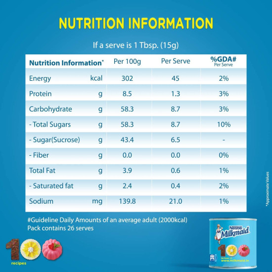 Milkmaid Nestle Tin, 380G/400G (Weight May Vary), Liquid