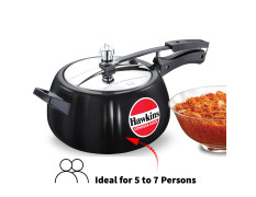 Hawkins Contura Black Pressure Cooker, 5 Litre, Black (CB50)
