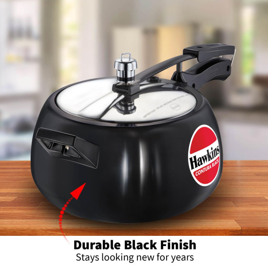 Hawkins Contura Black Pressure Cooker, 5 Litre, Black (CB50)