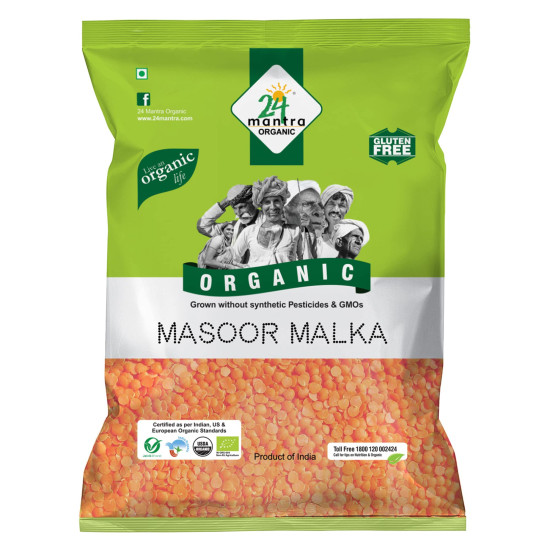 24 Mantra Organic Masoor Malka Dal, 500g