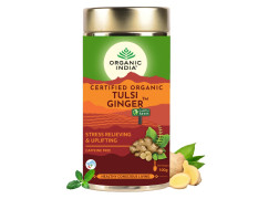 A TATA Product - Organic India Tulsi Ginger Tea - 100g, Rich in Antioxidants, Supports Digestion, Stress Relieving, Helps Boost Metabolism, Caffeine-Free, Whole Herbs