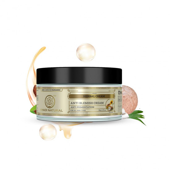 Khadi Natural Anti Blemish Cream, 50g|Skin exfoliating properties| Makes skin soft and smooth| Reduces dark spots and pigmentation|Suitable for All Skin Types