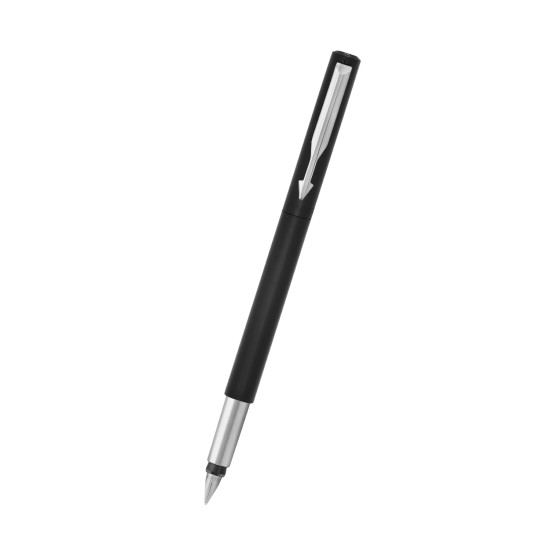 Parker Vector Standard Fountain Pen with 1 Ink Cartridge | Ink Color Blue | Black Body with Chrome Trim, Refillable Fine Nib Pen | Smooth Writing Pen for School, Office, or Gifting Parker Vector Standard Fountain Pen with 1 Ink Cartridge | Ink Color Blue | Black Body with Chrome Trim, Refillable Fine Nib Pen | Smooth Writing Pen for School, Office, or Gifting