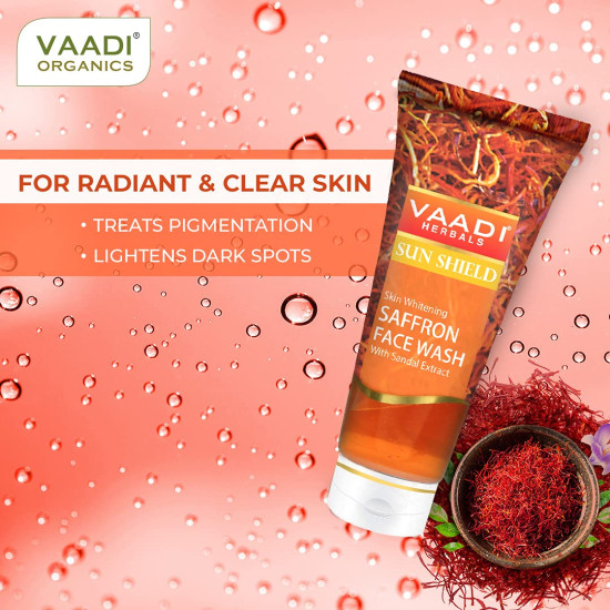 Vaadi Herbals Skin Whitening Saffron Face Wash with Sandal Extract, 60 ml