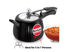 Hawkins 4 Litre Contura Black Pressure Cooker, Hard Anodised Inner Lid Cooker, Handi Cooker, Black (CB40)
