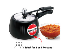 Hawkins 3 Litre Contura Black Pressure Cooker, Hard Anodised Inner Lid Cooker, Handi Cooker, Black (CB30)