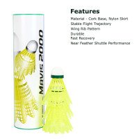 Yonex Mavis 2000 Green Cap Nylon Badminton Shuttlecock, Pack of 6 - Made in Japan