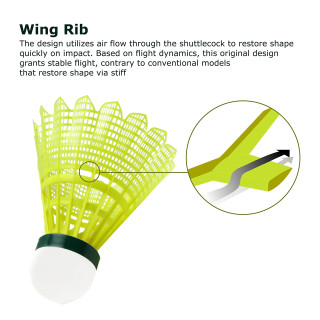 Yonex Mavis 2000 Green Cap Nylon Badminton Shuttlecock, Pack of 6