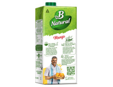 B Natural Mango Juice, Goodness of fiber, Made with choicest Mangoes, 1 litre