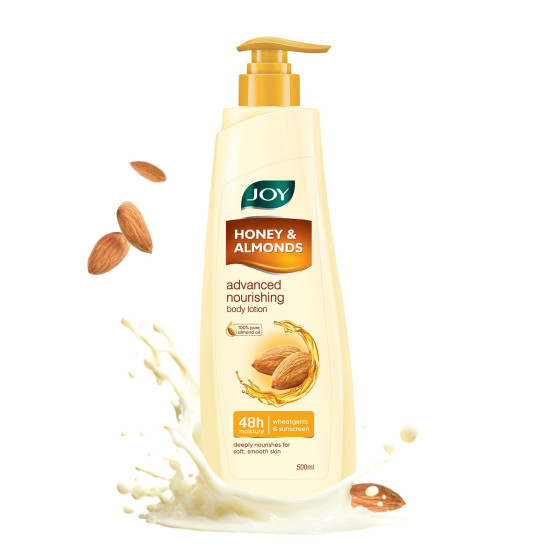 Joy Honey & Almonds Advanced Nourishing Lightweight Summer Body Lotion 500ml | Enriched With Shea Butter | Natural Sunscreen Filters | Suitable for Normal to Dry Skin