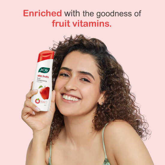 Joy Skin Fruits Lightweight Body Lotion 300ml | with Almond Oil & Jojoba Oil | Suitable For Summers | Non Sticky & Non Greasy Body Lotion For All Skin Types
