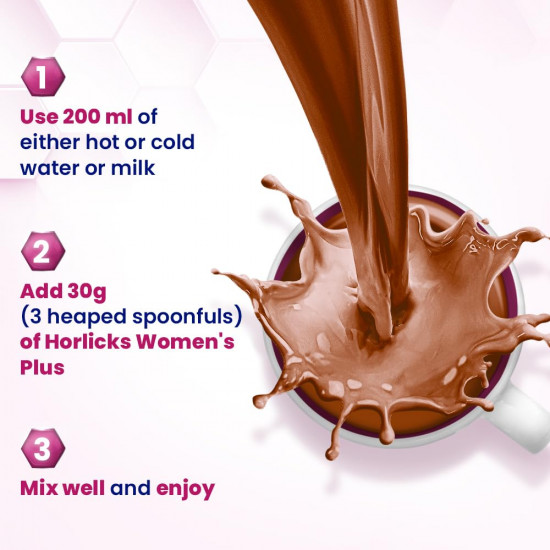 Horlicks Women's Plus Chocolate Refill 400g| Health Drink for Women, No Added Sugar| Improves Bone Strength in 6 months, 100% Daily Calcium, Vitamin D