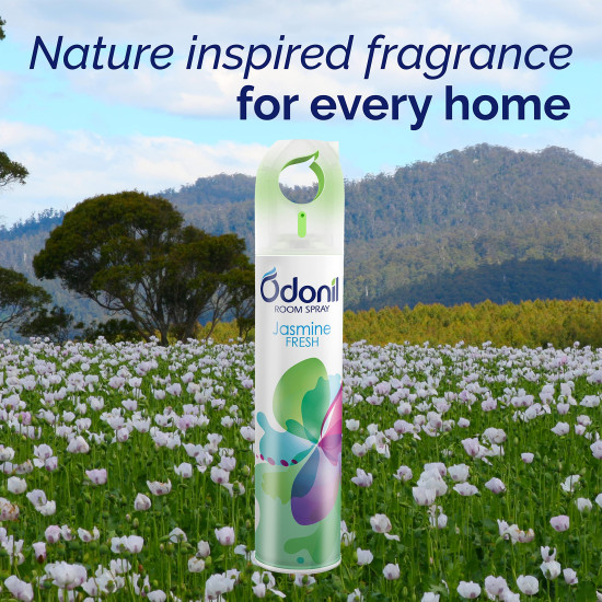 Odonil Room Air Freshner Spray, Jasmine Fresh - 220 ml | Nature Inspired Fragrance for Home & Office | Long Lasting Fragrance