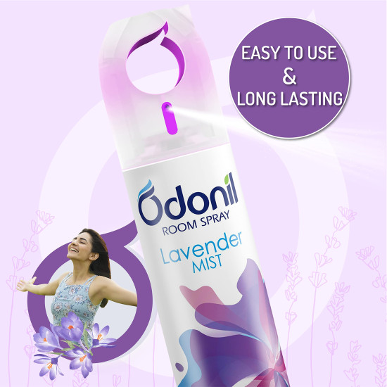 Odonil Room Air Freshner Spray, Lavender Mist - 220 ml | Nature Inspired Fragrance for Home & Office | Long Lasting Fragrance