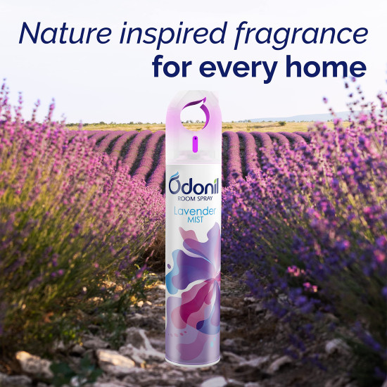 Odonil Room Air Freshner Spray, Lavender Mist - 220 ml | Nature Inspired Fragrance for Home & Office | Long Lasting Fragrance