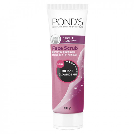 POND'S Bright Beauty Face Scrub, Deep Clean But Mild On Skin, Exfoliate, Remove Blackheads & Sun Tan, Gel Scrub, Bright Glowing Skin, 50 g