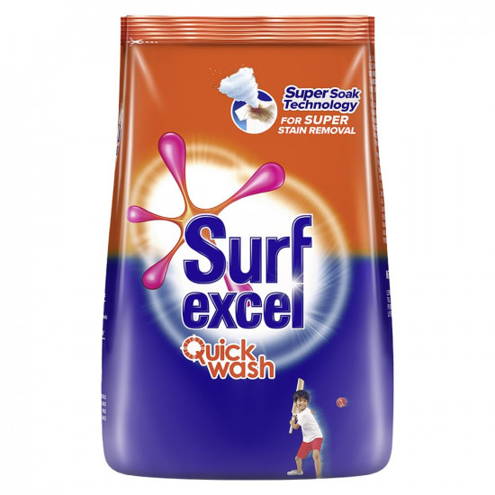 Surf Excel Quick Wash Detergent Powder 1 Kg, Washing Powder With Lemon & Bleach To Remove Tough Stains On Clothes - Bucket & Machine Wash, 1 Count