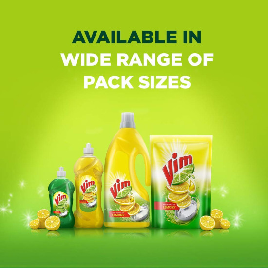 Vim Dishwash Liquid Gel Lemon, With Lemon Fragrance, Leaves No Residue, Grease Cleaner For All Utensils, 500 ml Refill Pouch