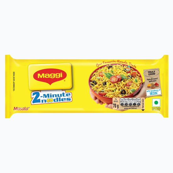 MAGGI 2-minute Instant Noodles, Masala Noodles with Goodness of Iron, Made with Choicest Quality Spices, Favourite Masala Taste, 420g Pouch