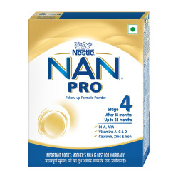 Nestle NAN PRO 4 Follow-Up Formula Powder For Older Infants| After 18 months Upto 24 months|Stage 4, 400g Bag-In-Box Pack
