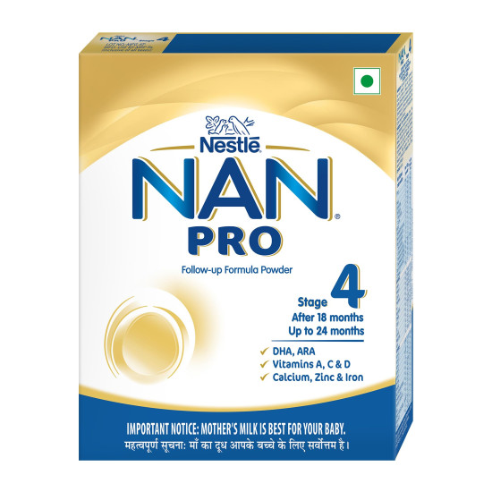 Nestle NAN PRO 4 Follow-Up Formula Powder For Older Infants| After 18 months Upto 24 months|Stage 4, 400g Bag-In-Box Pack