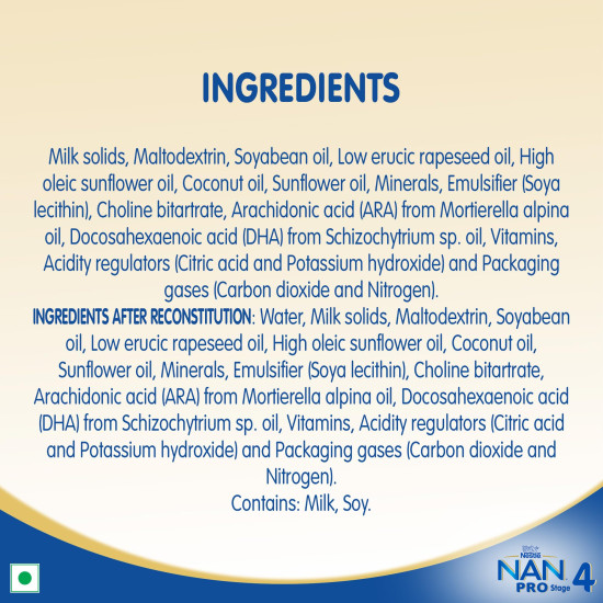 Nestle NAN PRO 4 Follow-Up Formula Powder For Older Infants| After 18 months Upto 24 months|Stage 4, 400g Bag-In-Box Pack