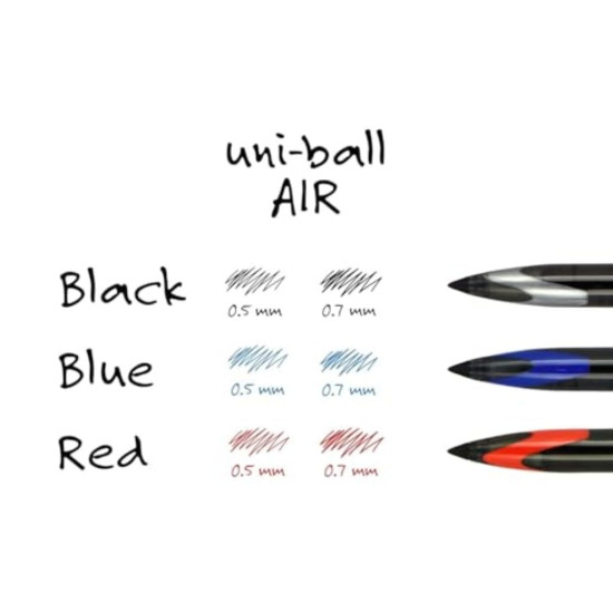 uni-ball Air UBA188M 0.5mm Roller Ball Pen | Waterproof Bold Ink | Water & Fade Resistant | Long Lasting Smudge Free Ink | School and Office stationery | Black Ink, Pack of 12
