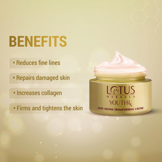 Lotus Herbals YouthRx Anti Ageing Transforming Face Cream SPF 25 and PA+++ | Reduce Dark Spots and Blemishes| Preservative Free |Suitable For Oily, Dry & Combination Skin| For Women and Men| 50g