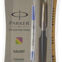 Parker Galaxy Standard Gold Trim Roller Ball Pen| Black Body Color| Ink Color - Blue | Perfect For Professional Use | Elite Pen For Corporate Purposes