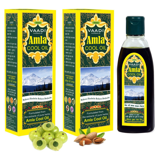 Vaadi Herbals Value Pack of Amla Cool Oil with Brahmi and Amla Extract, 200ml x 2