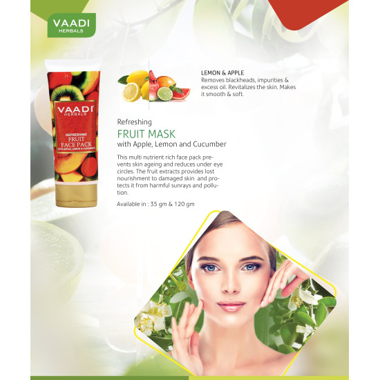 Vaadi Herbals Refreshing Fruit Pack with Apple Lemon and Cucumber, 120g