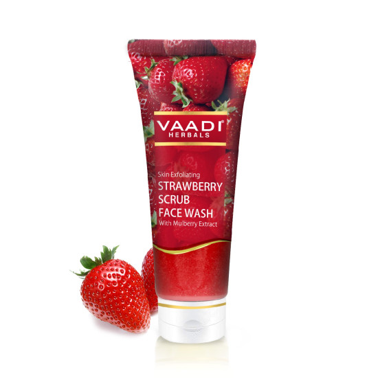 Vaadi Herbals Strawberry Scrub Face Wash with Mulberry Extract, 60g