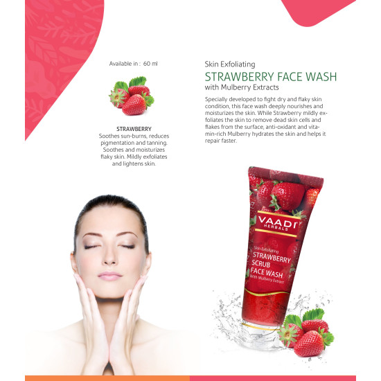 Vaadi Herbals Strawberry Scrub Face Wash with Mulberry Extract, 60g