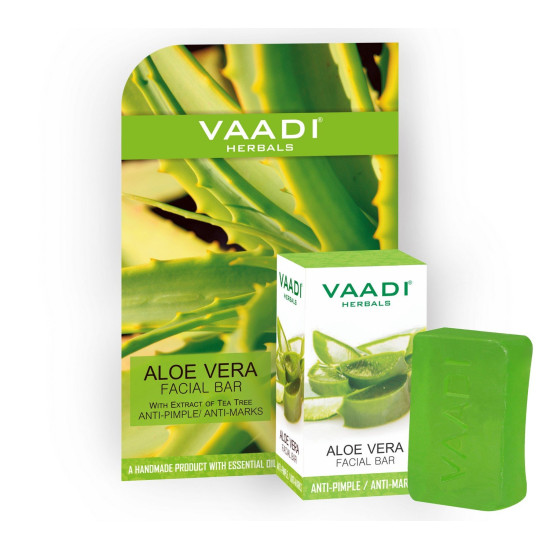 Vaadi Herbals Aloe Vera Facial Bar with Extract of Tea Tree, 25g