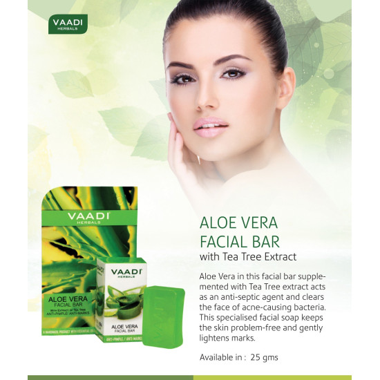 Vaadi Herbals Aloe Vera Facial Bar with Extract of Tea Tree, 25g