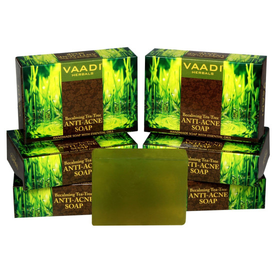 Vaadi Herbals Becalming Tea Tree Soap Anti Acne Therapy, 75g x 6