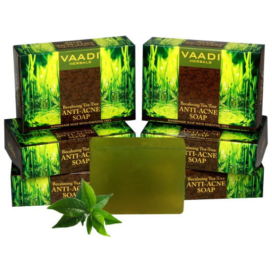 Vaadi Herbals Becalming Tea Tree Soap Anti Acne Therapy, 75g x 6