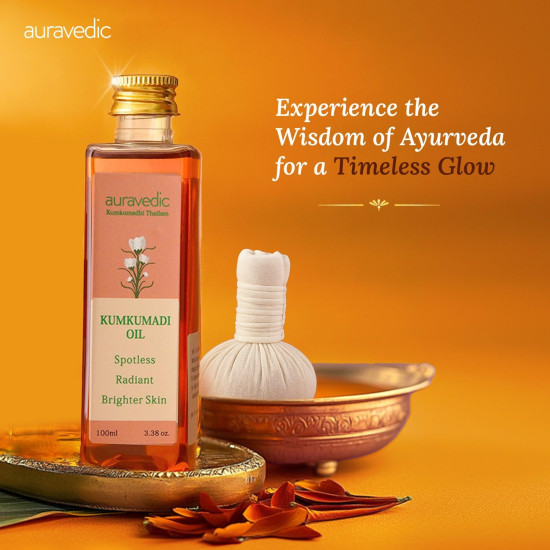 Auravedic Kumkumadi Oil For Face 100 Ml, Kumkumadi Tailam Face Oil For Glowing Skin, Dark Spot Corrector Face Serum