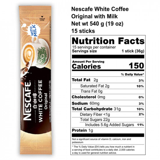 Nescaf Ipoh White Coffee ORIGINAL (15 Sachets) - "Oh So Creamy" ★ Premix Instant Coffee ★ Deliciously Milky, Creamy and Aromatic Coffee with a Rich Layer of Foam ★ Just Mix with Water, No Need of Sugar an