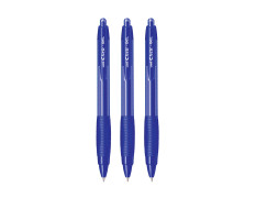 uni-ball Click Gel XSGR7 0.7mm Gel Pen | Triangular Rubber Grip Barrel | Retractable Mechanism | Blue Ink, Pack of 3