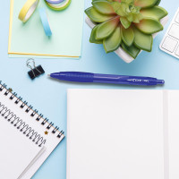 uni-ball Click Gel XSGR7 0.7mm Gel Pen | Triangular Rubber Grip Barrel | Retractable Mechanism | Blue Ink, Pack of 3